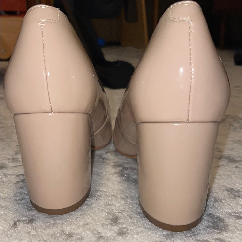 Marc Fisher Claire 2 Patent Beige Nude Women's Block Heel Pumps 7.5 - Picture 4 of 5